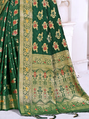 Dark Green Silk Woven Work Traditional Saree