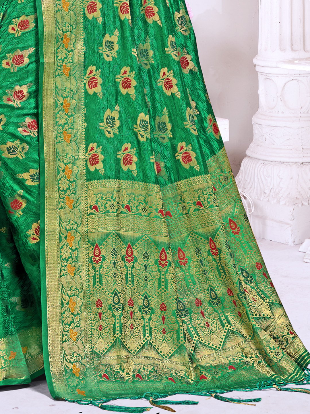 Green Silk Woven Work Traditional Saree