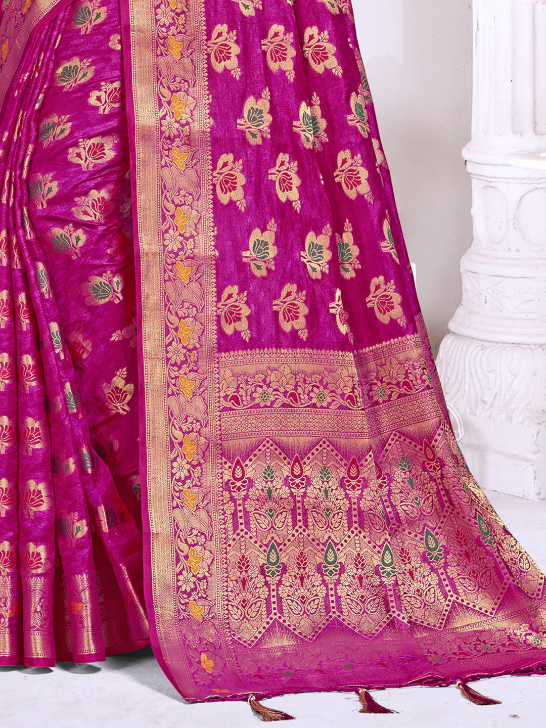 Pink Silk Woven Work Traditional Saree