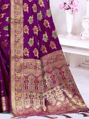 Purple Silk Woven Work Traditional Saree