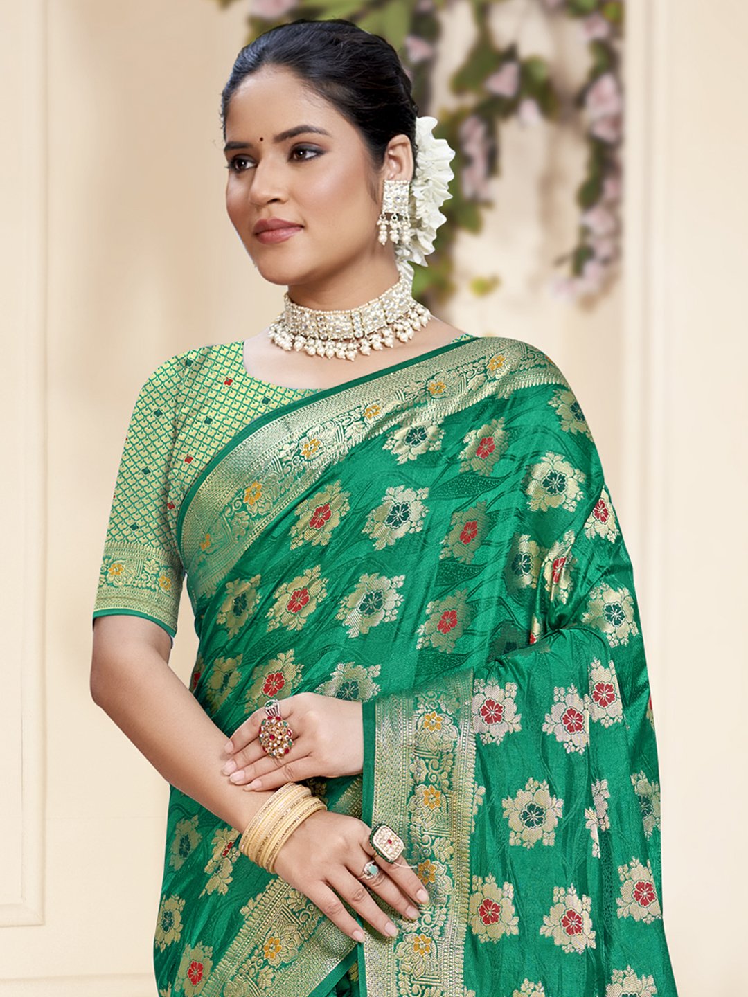 Green Silk Woven Work Traditional Saree