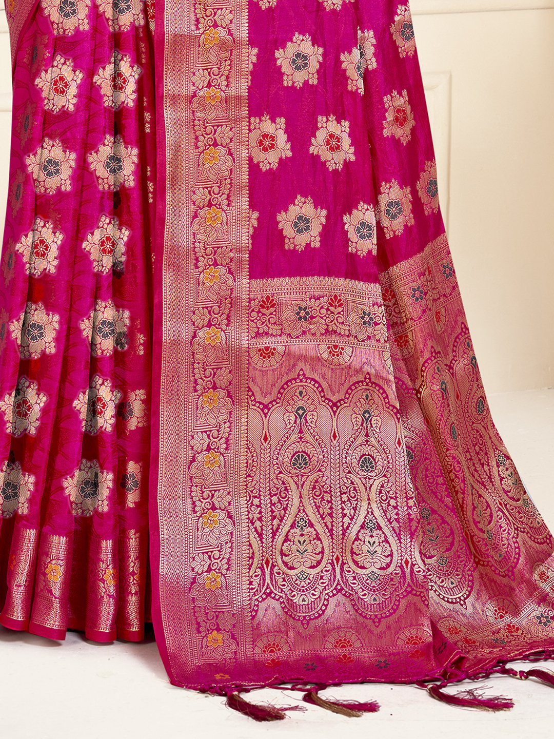 Pink Silk Woven Work Traditional Saree