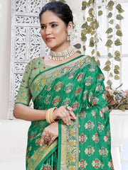 Green Silk Woven Work Traditional Saree