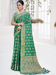 Green Silk Woven Work Traditional Saree