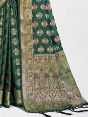 Dark Green Silk Woven Work Traditional Saree