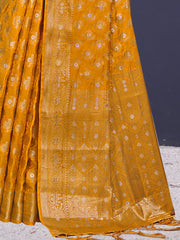 Yellow Silk Woven Work Traditional Saree