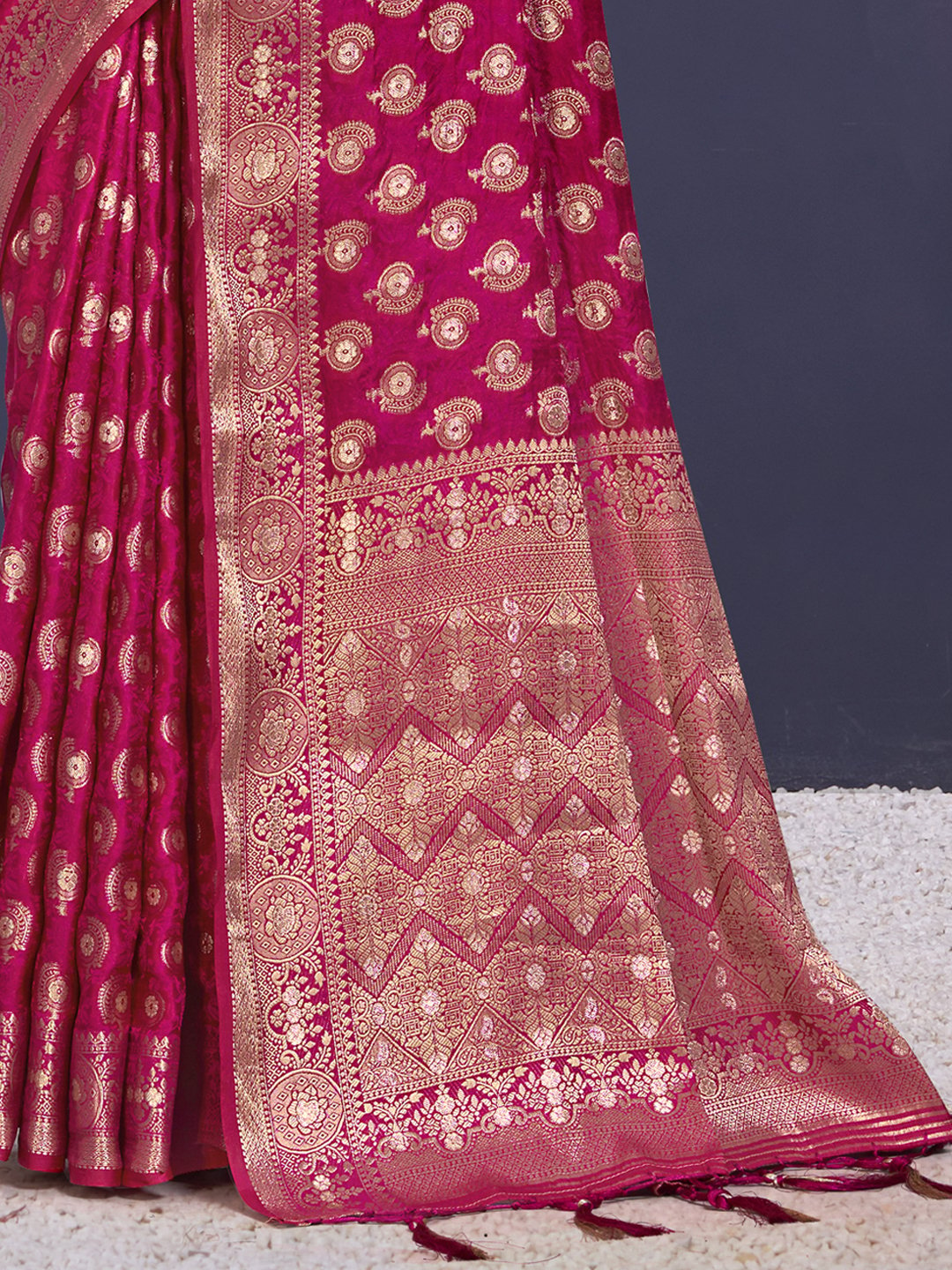 Pink Silk Woven Work Traditional Saree