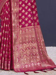 Pink Silk Woven Work Traditional Saree