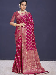 Pink Silk Woven Work Traditional Saree