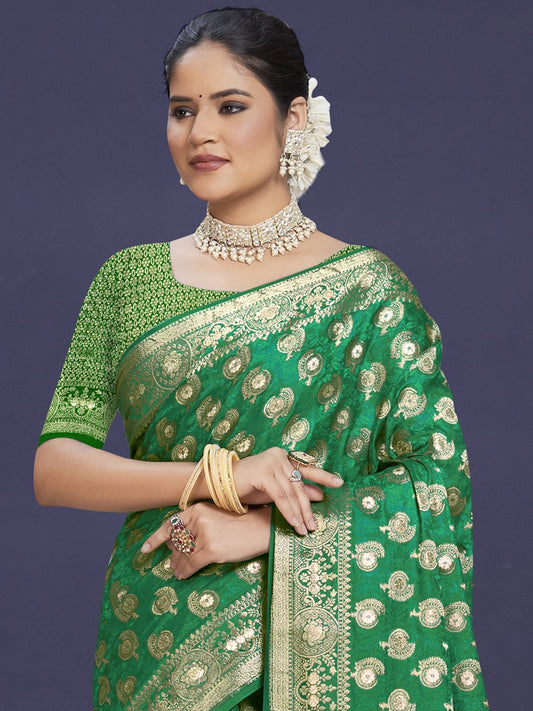 Green Silk Woven Work Traditional Saree