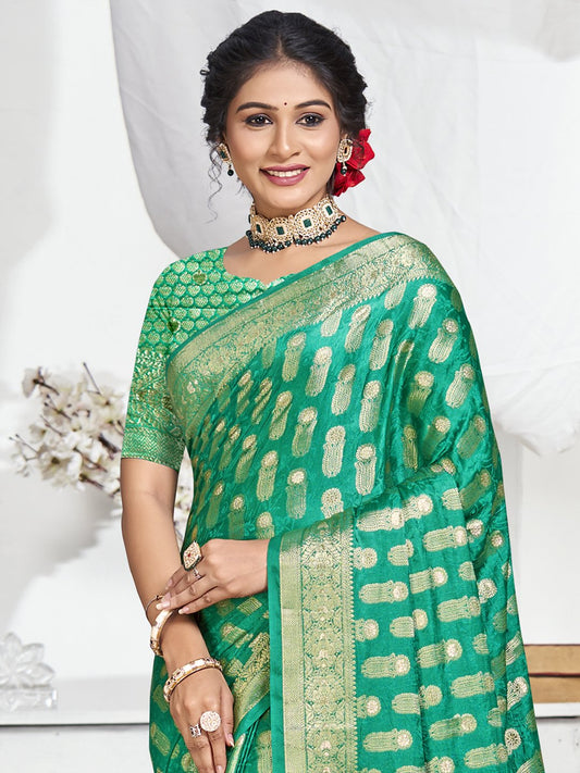 Green Silk Woven Work Traditional Saree