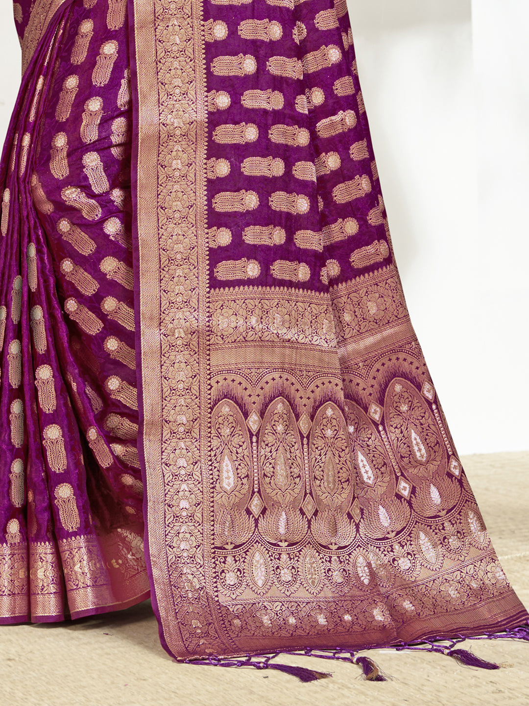 Purple Silk Woven Work Traditional Saree