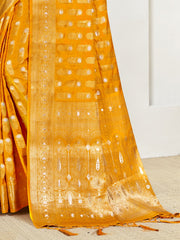 Yellow Silk Woven Work Traditional Saree