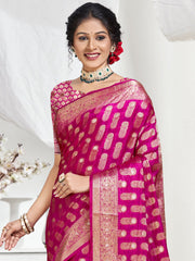 Pink Silk Woven Work Traditional Saree