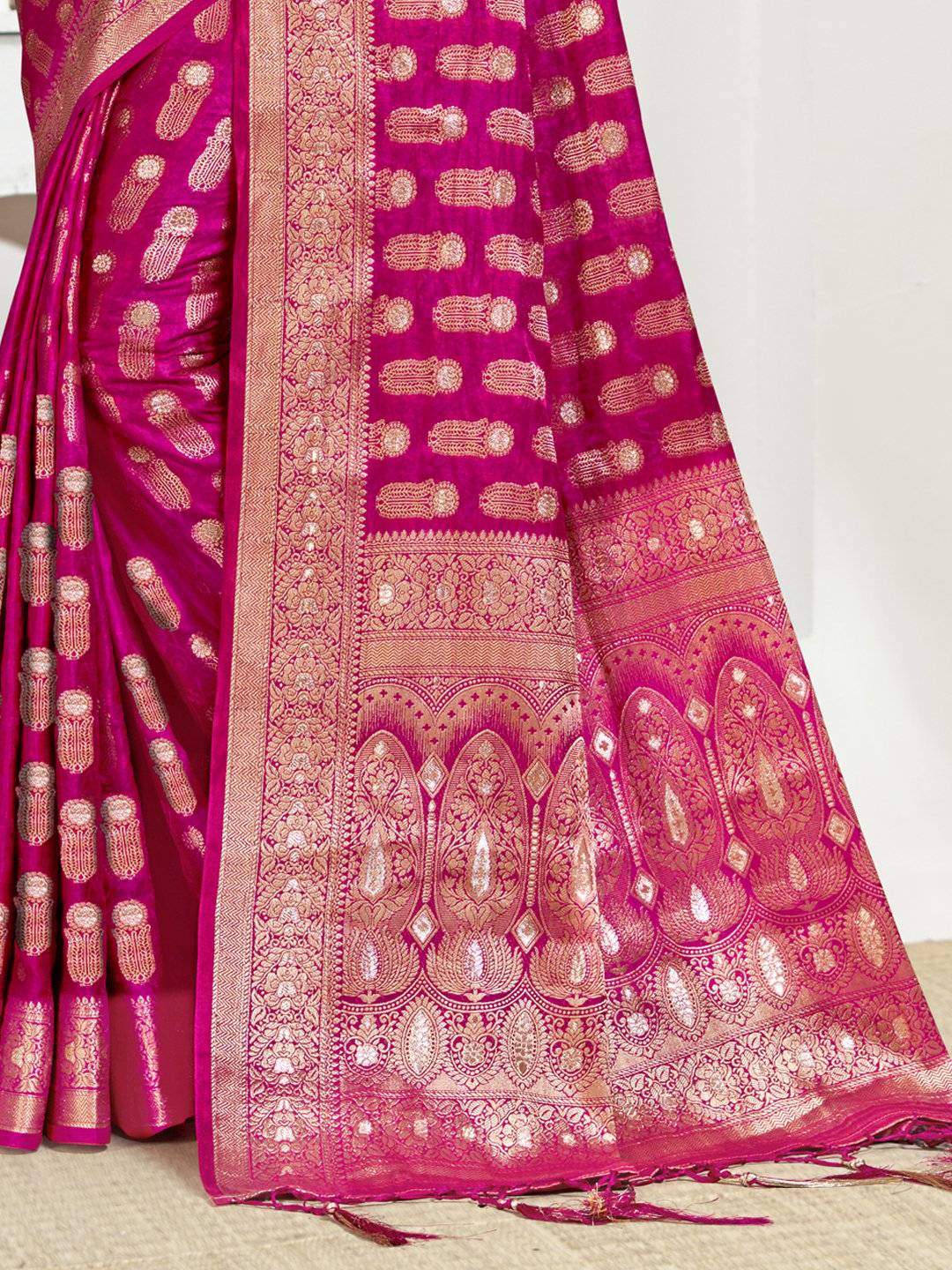 Pink Silk Woven Work Traditional Saree