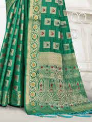 Green Silk Woven Work Traditional Saree