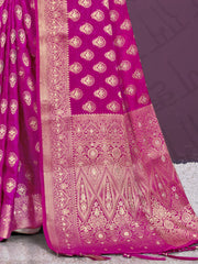 Pink Silk Woven Work Traditional Saree