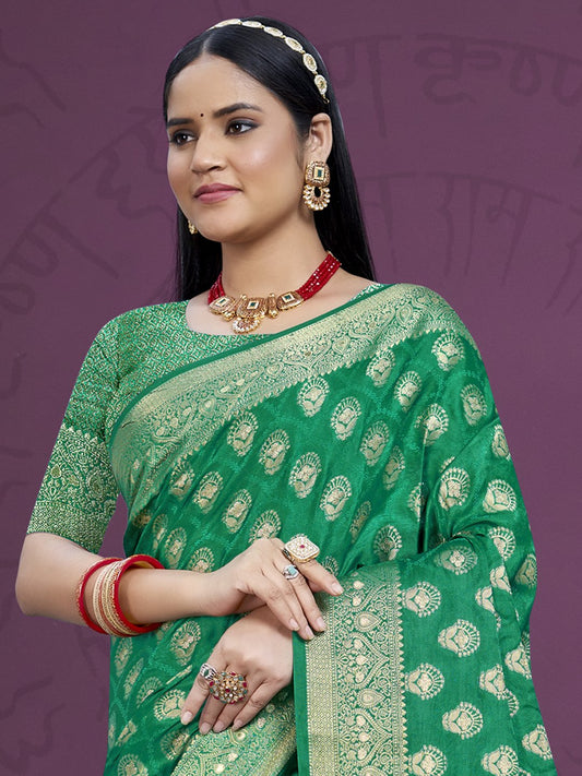 Green Silk Woven Work Traditional Saree