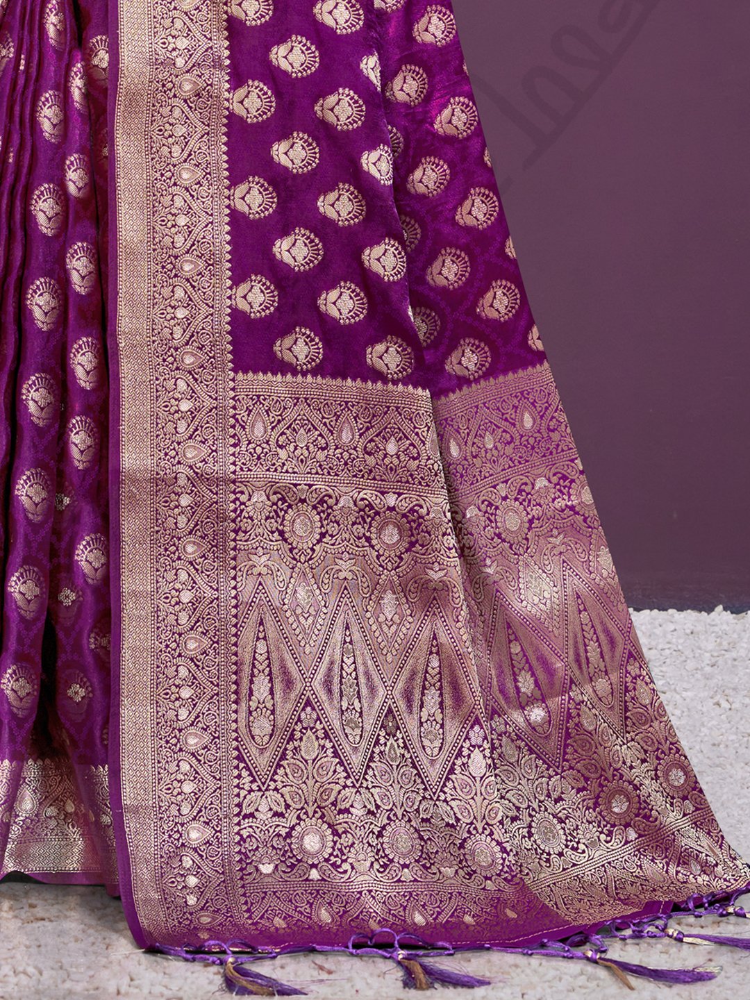 Purple Silk Woven Work Traditional Saree