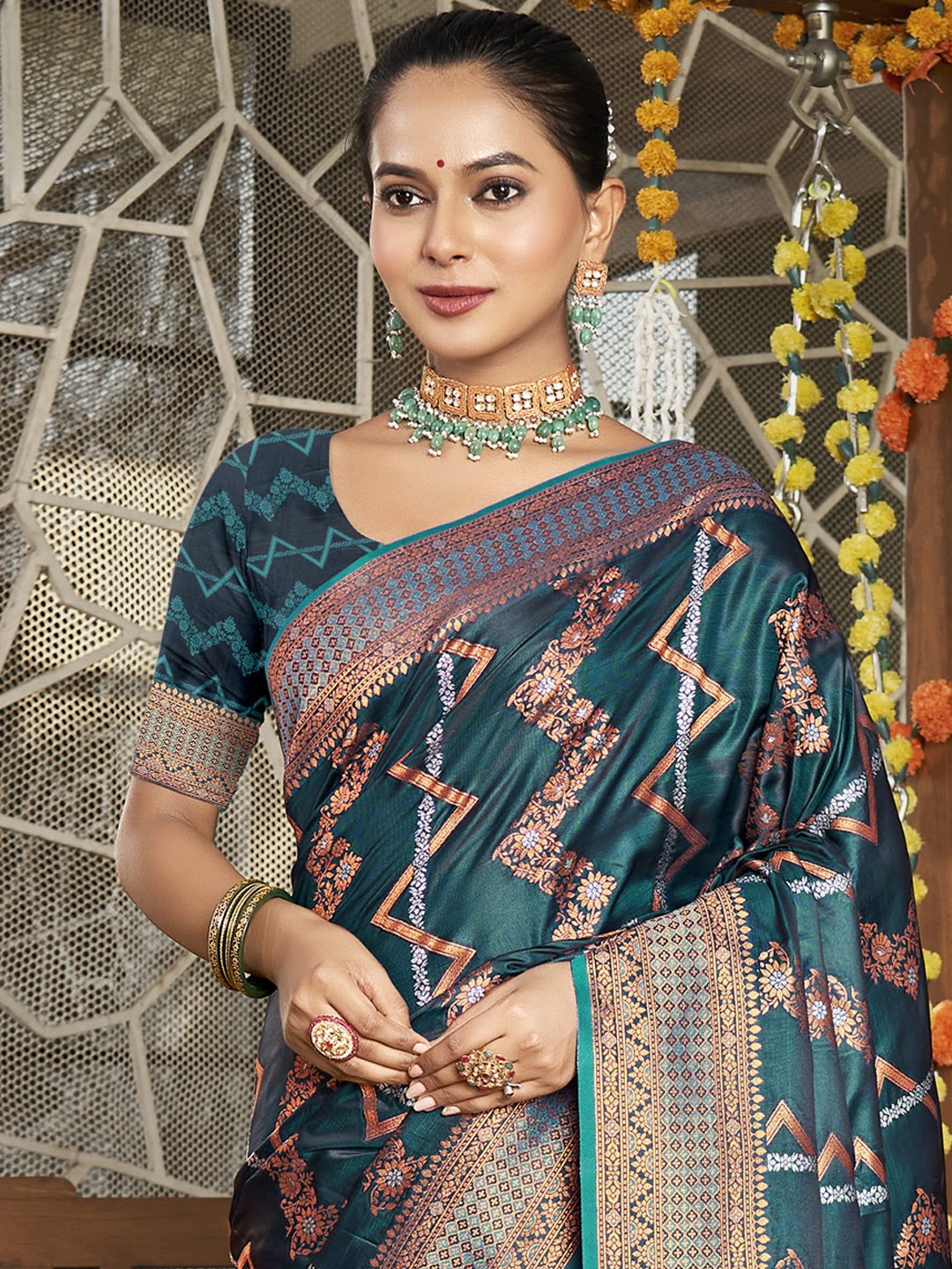 Sea Green Silk Woven Work Traditional Saree