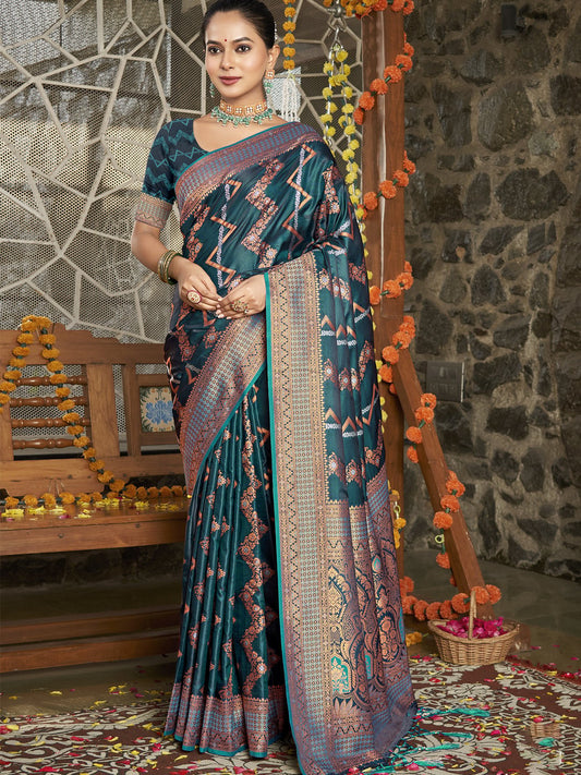 Sea Green Silk Woven Work Traditional Saree