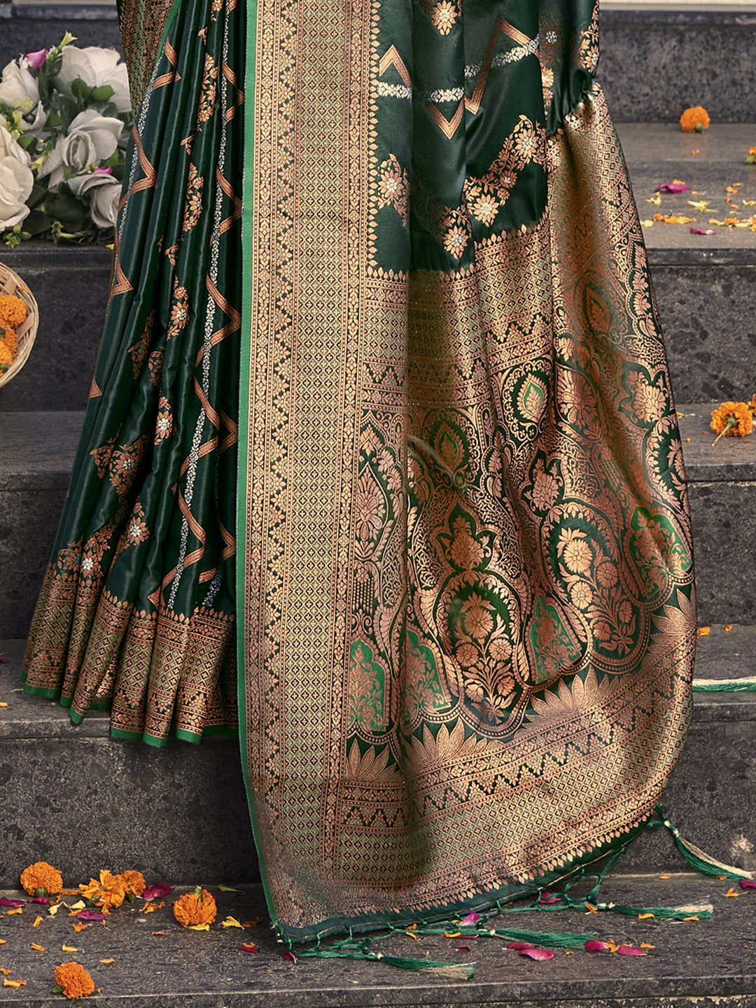 Green Silk Woven Work Traditional Saree