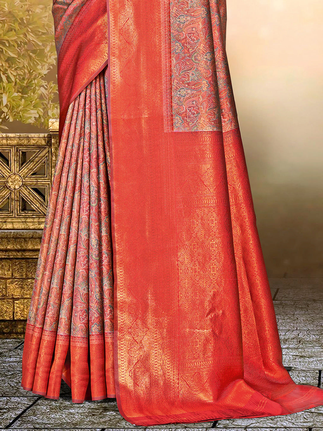 Multi Color Silk Woven Work Traditional Saree