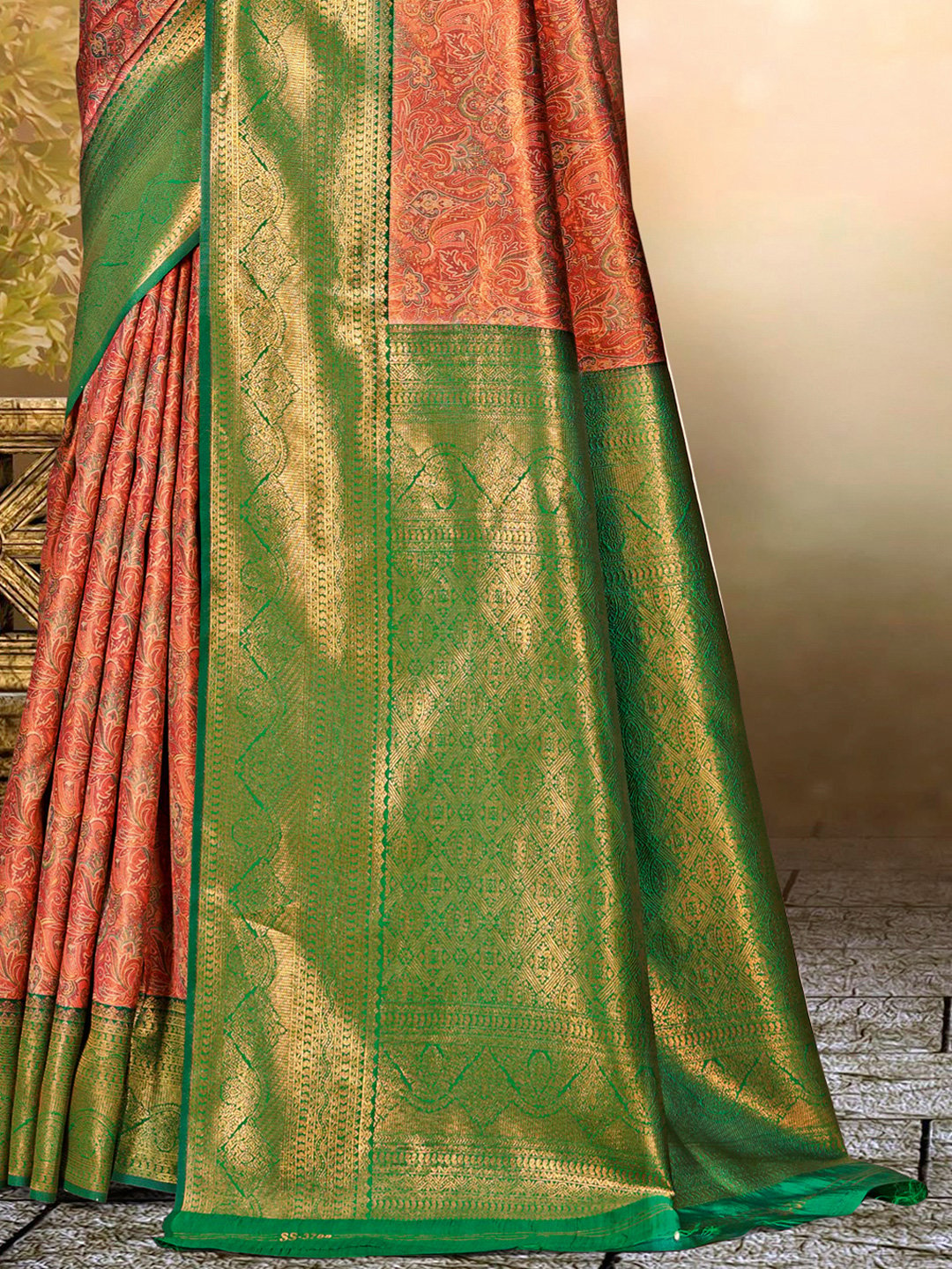 Orange Silk Woven Work Traditional Saree