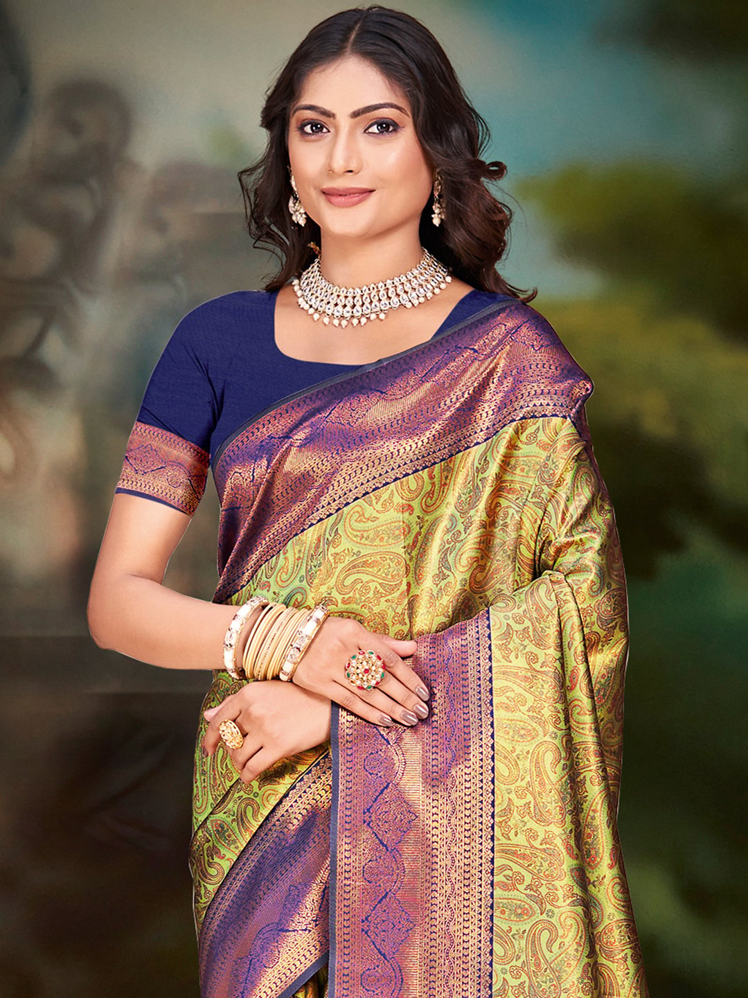 Yellow Silk Woven Work Traditional Saree