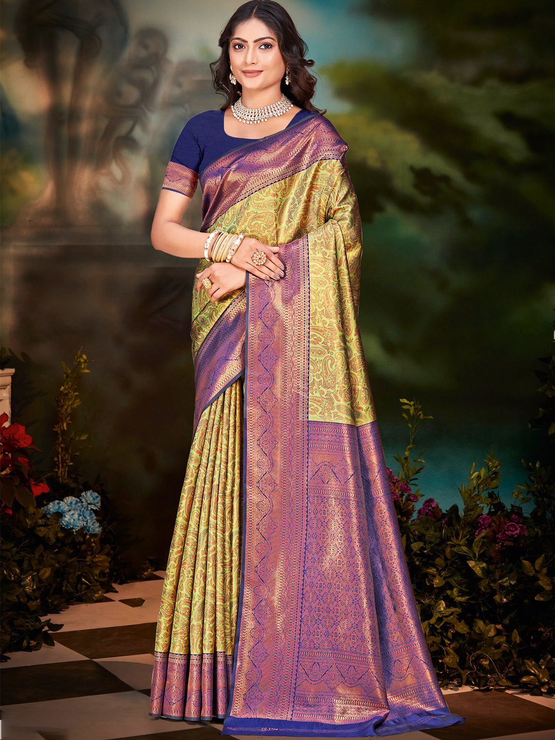 Yellow Silk Woven Work Traditional Saree