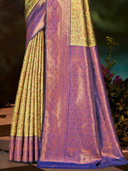 Yellow Silk Woven Work Traditional Saree