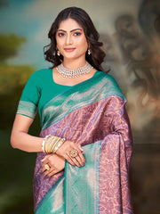 Pink Silk Woven Work Traditional Saree