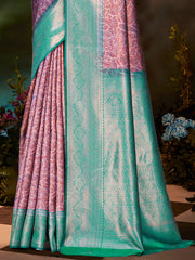 Pink Silk Woven Work Traditional Saree