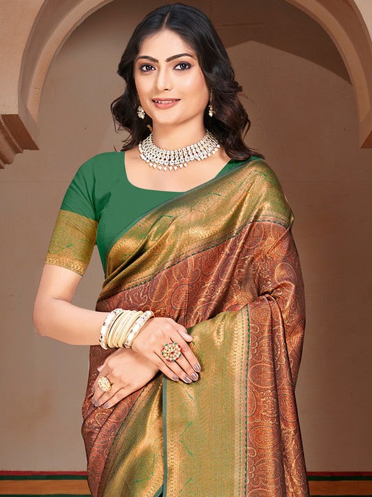 Green Silk Woven Work Traditional Saree