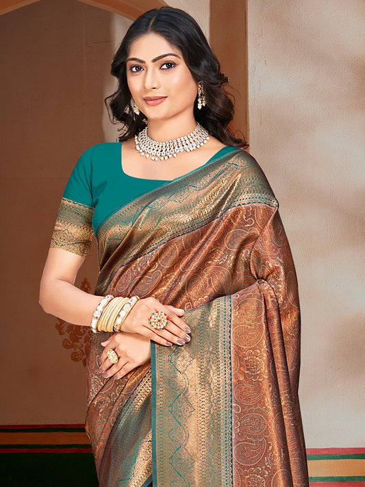 Blue Silk Woven Work Traditional Saree