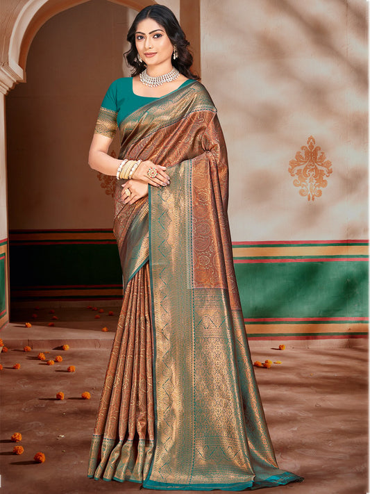 Blue Silk Woven Work Traditional Saree