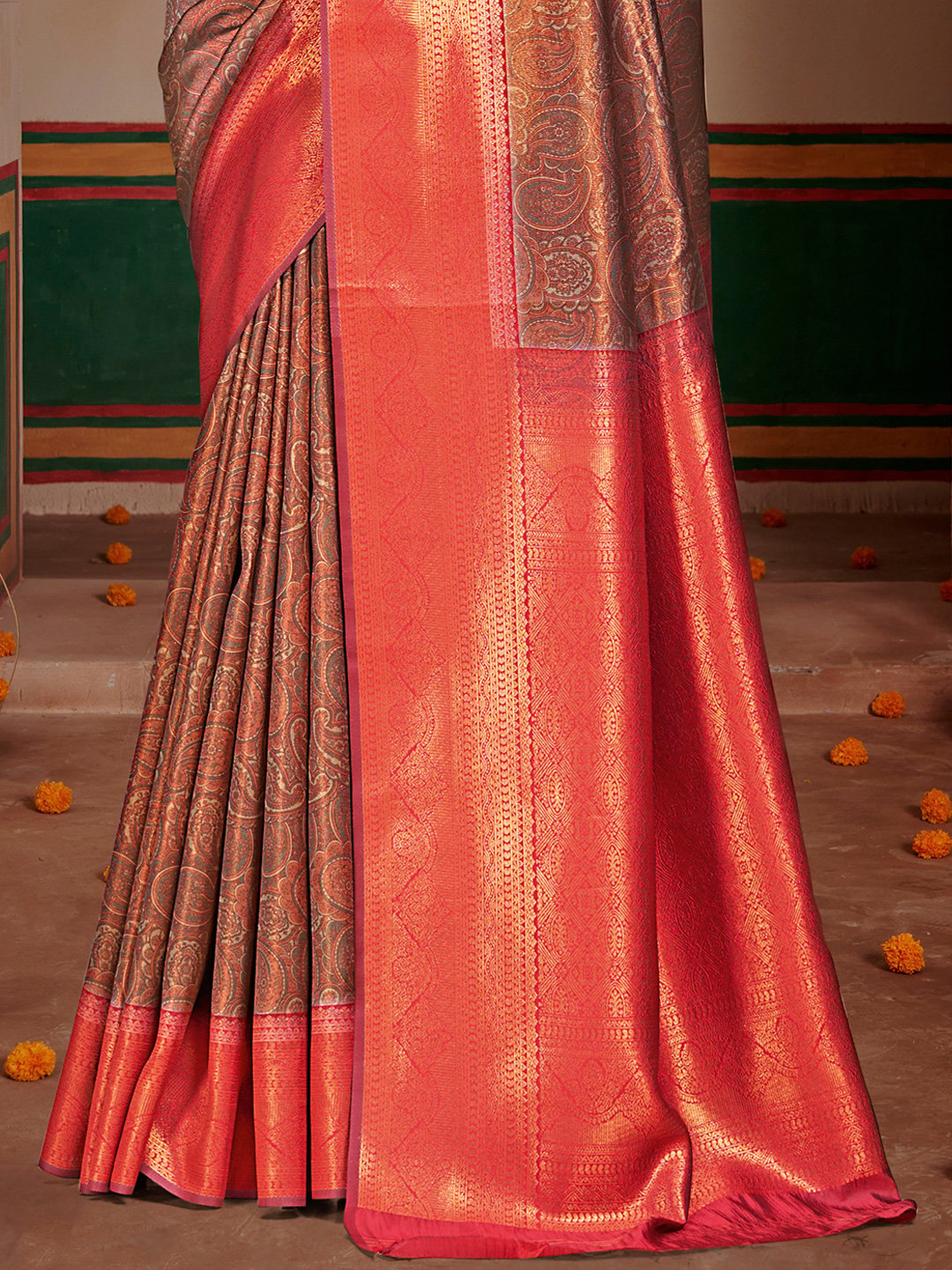 Red Silk Woven Work Traditional Saree