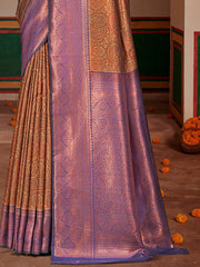 Purple Silk Woven Work Traditional Saree