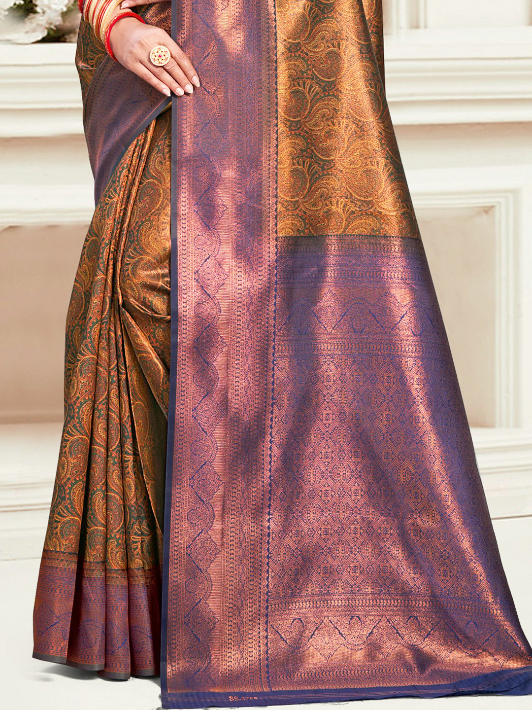 Navy Blue Silk Woven Work Traditional Saree