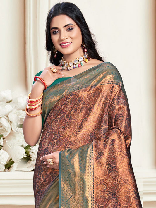 Green Silk Woven Work Traditional Saree