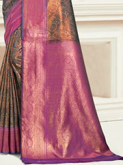 Magenta Silk Woven Work Traditional Saree