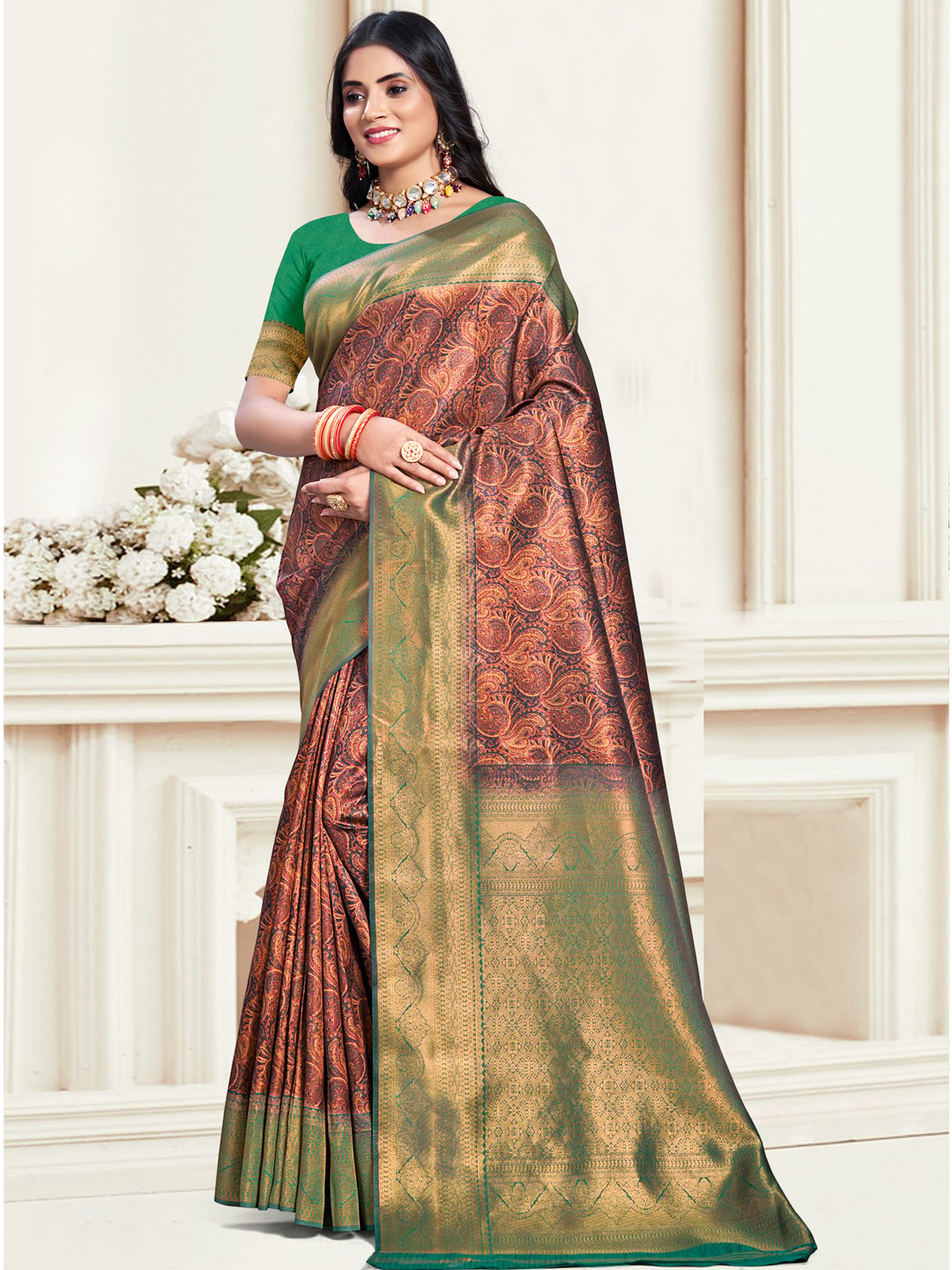 Green Silk Woven Work Traditional Saree