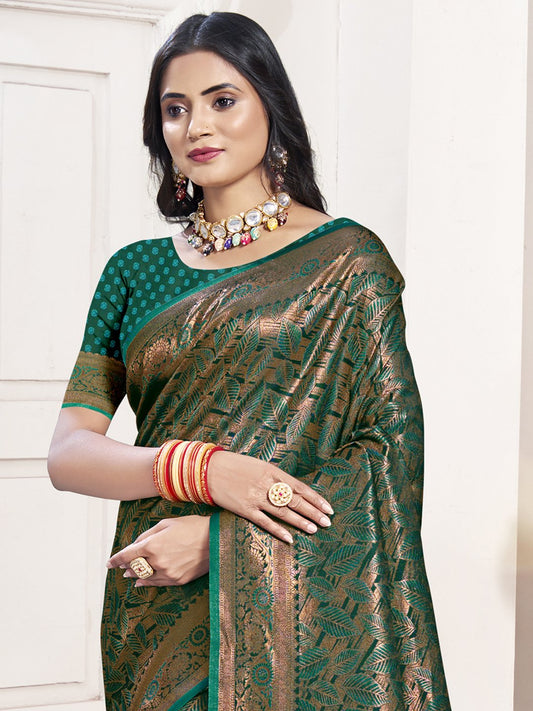 Green Silk Woven Work Traditional Saree