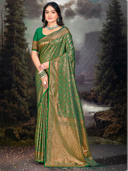 Green Silk Woven Work Traditional Saree