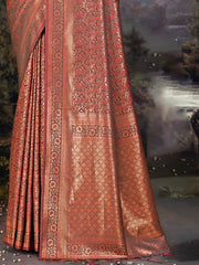 Brown Silk Woven Work Traditional Saree