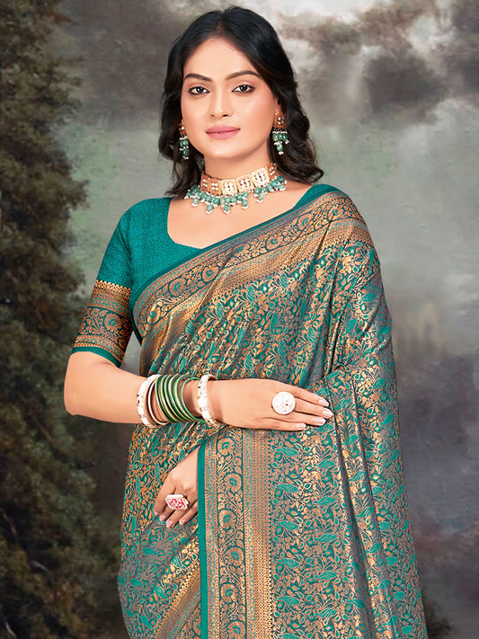 Sky Blue Silk Woven Work Traditional Saree