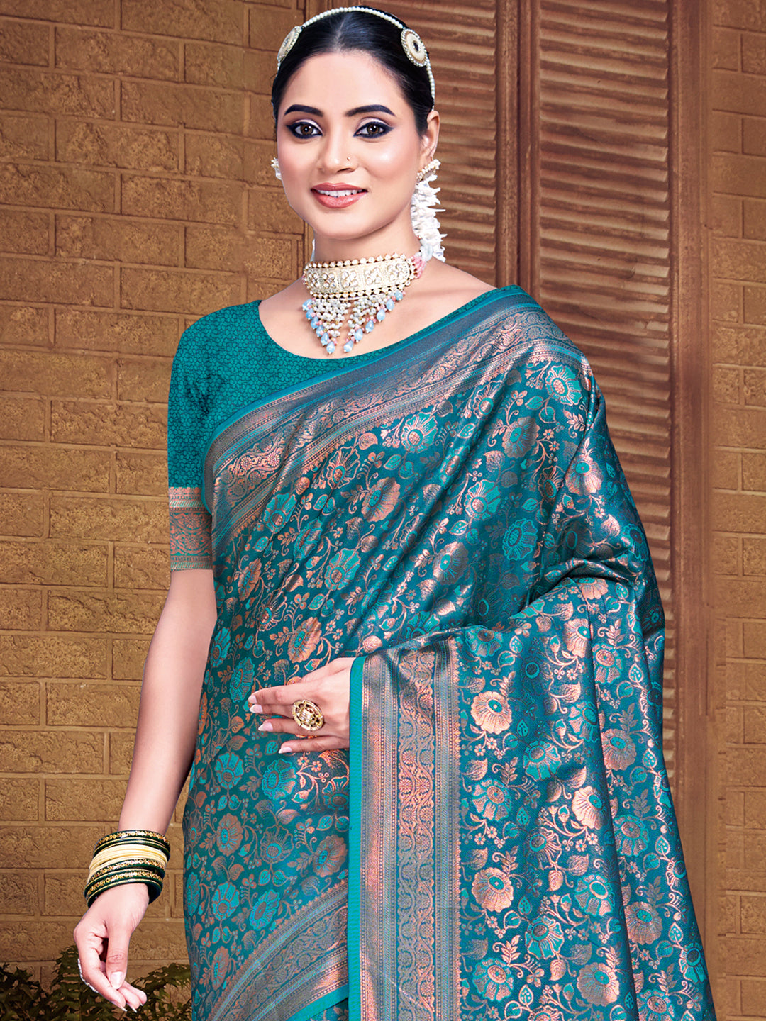 Blue Silk Woven Work Traditional Saree