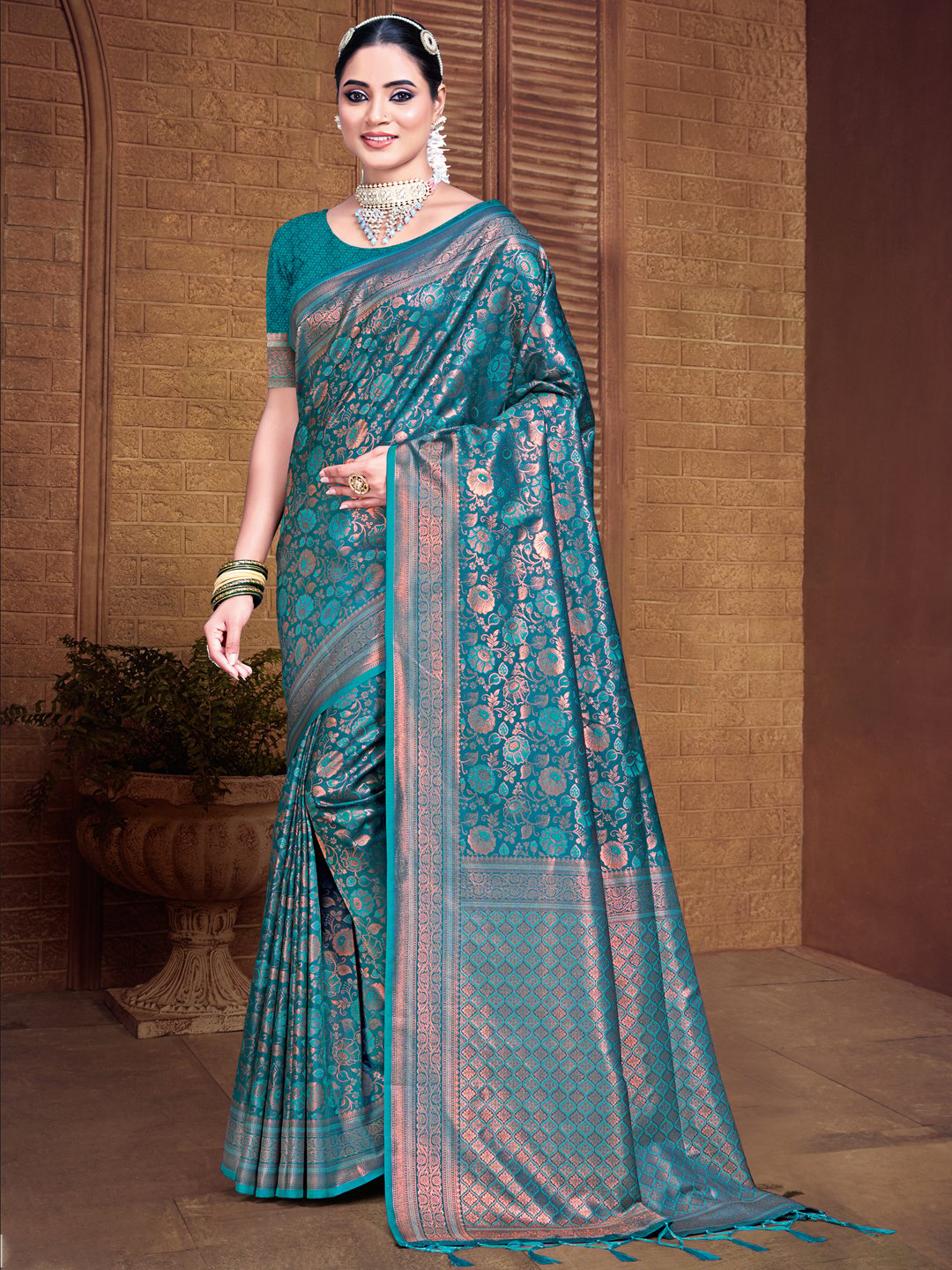 Blue Silk Woven Work Traditional Saree