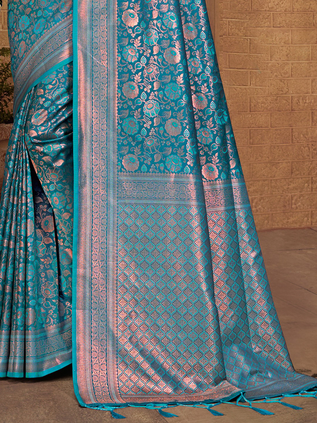 Blue Silk Woven Work Traditional Saree