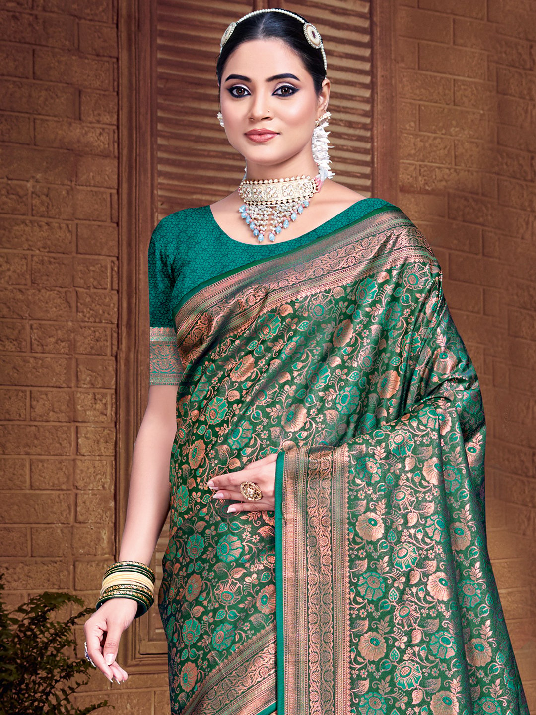 Green Silk Woven Work Traditional Saree